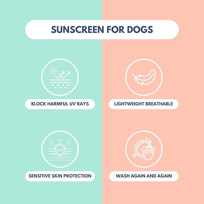 Spark Paws Sunblock Dog T-Shirt, SPF30 Protection, Lightweight Breathable Quick Dry for Dogs with Sensitive Skin - Peach & Mint (Set of 2) - M