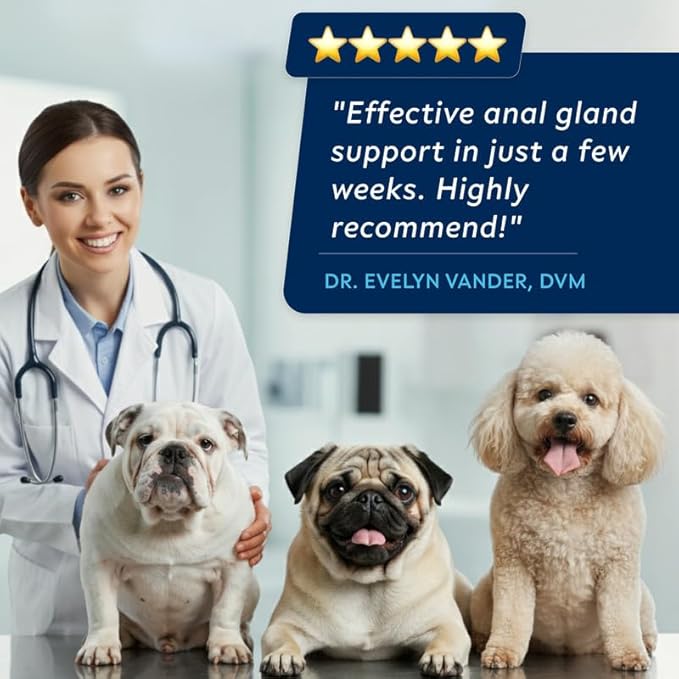 STRELLALAB Anal Gland - Scoot Treatment - Digestive Enzymes, Prebiotics & Fiber Supplement for Dogs Digestion & Gut Health. Proprietary Blend of Beet - 120Ct Pork