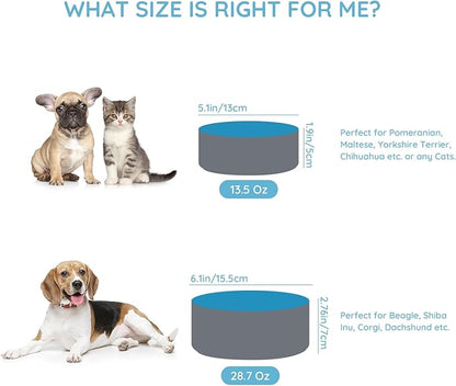 SPUNKYJUNKY 13.5OZ Ceramic Dog and Cat Bowl, Modern Cute Weighted Food Water Bowl for Replacement Blue-Grey (1 Pack)