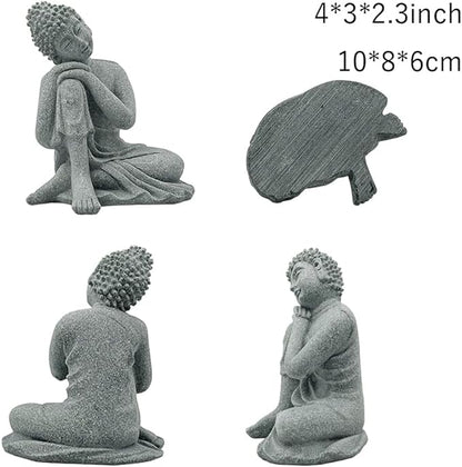 Smoothedo-Pets Fish Tank Decorations Aquarium Decoration 4inch Ornaments Accessories Betta Fish Rest Leaf Buddha (Type-B-Set-Buddha)