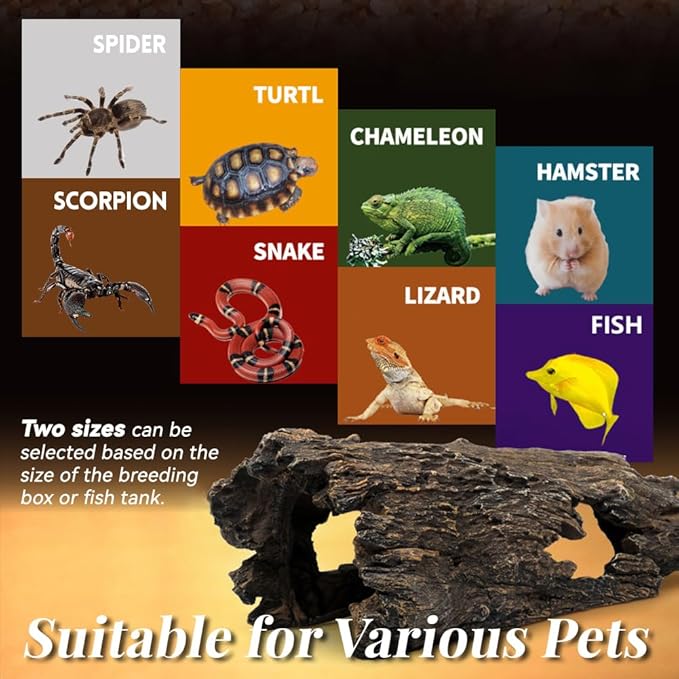 Fish Tank Decorations - Large Aquarium Decorations Air Bubbler Tree Fish House for Betta Hideout Caves Buddha Decor Temple Ruins Arched Betta Fish Accessories Reptile House Shelter Decor (Wood A-L)