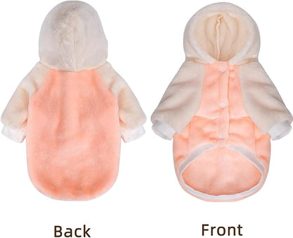 FabriCastle Dog Hoodie Sweater for Small Dogs Boy and Girl, Small Dog Clothes XS XXS Puppy Sweatshirt, Pet Outfit, Cat Clothing Super Soft Warm Snap On Closure (Peach-Cream, X-Small)