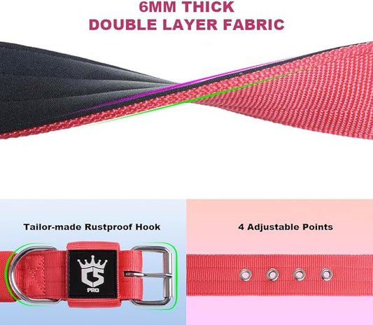 TSPRO Tactical Dog Collar 1.5 Inch Wide Thick Dog Collars with Heavy Duty Metal Buckle, Durable, Strong, Adjustable for Medium to Large Dogs (Pink M)