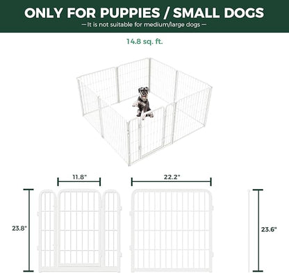 FXW Homeplus Unleashed Indoor Dog Playpen - Stress-Free and Safe Play, Heavy Duty 24 Inch 8 Panels with Fence-to-Wall Anchor (Pack of 4) for Puppy and Small Dogs, White│Patented