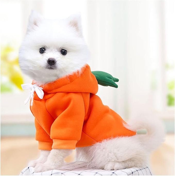 Warm Dog Winter Clothes Cute Fruit Dog Coat Hoodies Fleece Pet Dogs Costume Jacket for French Bulldog Chihuahua Ropa para Perro(Orange,XS)