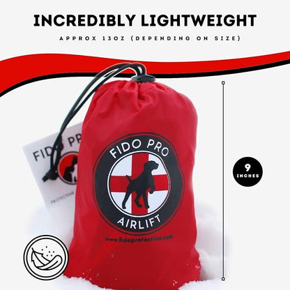 Fido Pro Airlift Emergency Dog Rescue Sling - XL 2 Person Carry System for Extra Large Dogs - Adjustable Shoulder Padding - Lightweight, Packable Dog Sling for Hiking, Skiing - Fits Dogs 70-160 lbs