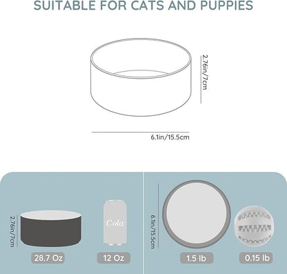 SPUNKYJUNKY 28.7OZ Ceramic Dog and Cat Bowl, Modern Cute Weighted Food Water Bowl for Replacement White-Grey (1 Pack)