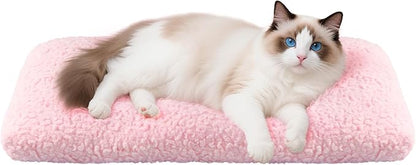 Mora Pets Cat Bed Comfy Puppy Crate Beds Plush Cat Sleeping Mat Washable Pets Mattress Anti-Slip Kitten Bed Soft Kennel Pad for Small Dogs Cats Breeds, 23" x 18", Pink