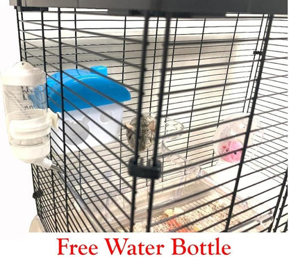 Large 3-Floor Clear Transparent Cage with 8-Inch Deep Clear See Through Base for Hamster Guinea Pig Habitat Rodent Gerbil Rat Mice Mouse