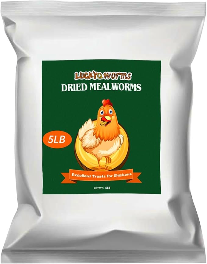 Dried Mealworms 5Lbs, High-Protein Bulk Mealworms, 100% Non-GMO Mealworm Treats for Birds, Chickens, Turtles, Fish, Hamsters and Hedgehogs All Natural Animal Feed