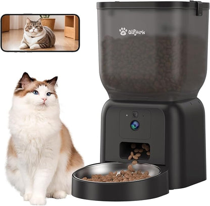 Automatic Dog & Cat Feeder,APP Controlled with Freshness Preservation, 4L Timed Cat Feeder with Timer Programmable, HD Camera for Voice and Video Recording (Black