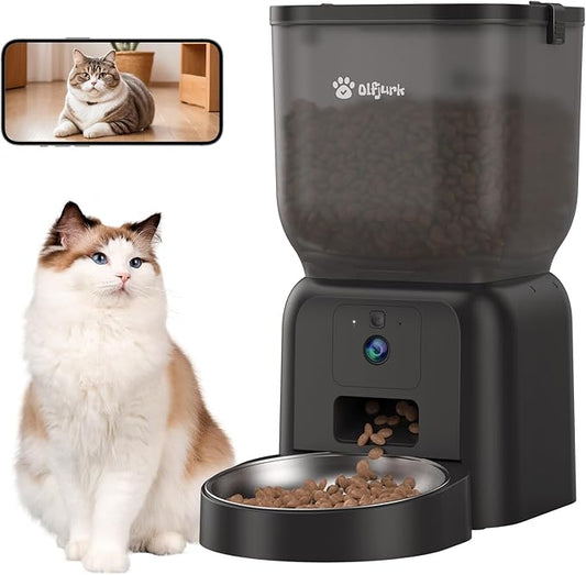 Automatic Dog & Cat Feeder,APP Controlled with Freshness Preservation, 4L Timed Cat Feeder with Timer Programmable, HD Camera for Voice and Video Recording (Black