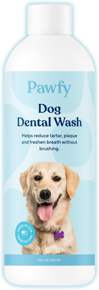 Pawfy Dog Breath Freshener with Specialized Dental Care Formula | Dog Teeth Cleaning & Mouthwash | Helps Freshen Dogs Breath with Easy Water Additive | Supports Plaque and Tartar Control