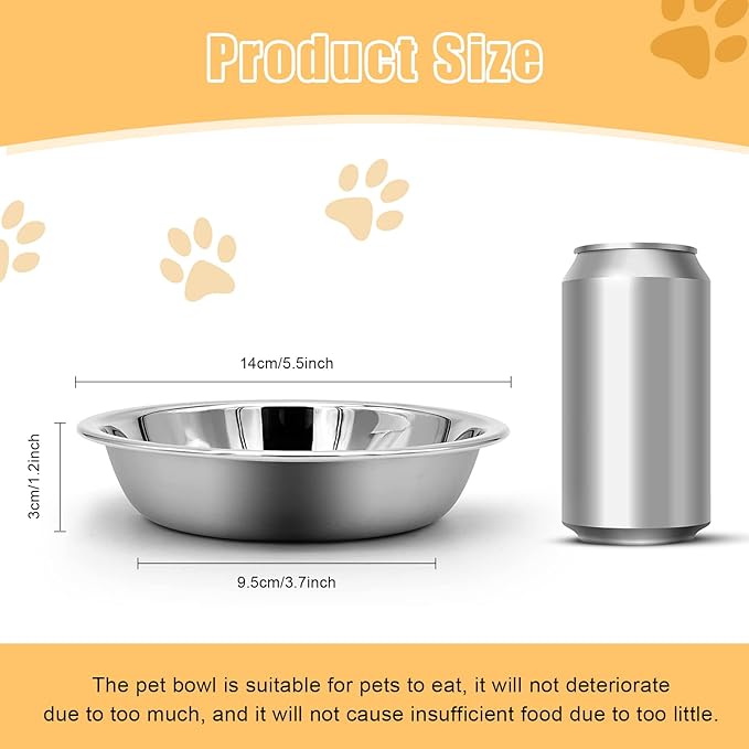 2 PCS Stainless Steel Cat Bowl - Shallow Wide Flat Cats Food Bowls,Metal Kitten Dishes Whisker Friendly Fatigue Relief,Replacement Basic Kitty Plates for Elevated Stand,Dishwasher Safe…