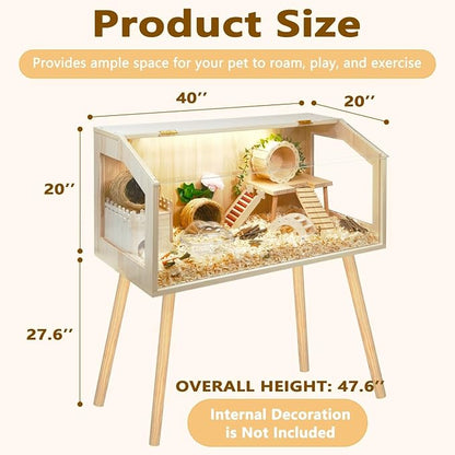 Prolee Hamster Cage with Legs, Guinea Pig Cages Chew Proof, Hamster House, Hamster Cages and Habitats, 40" L x 20" W x 47.6" H