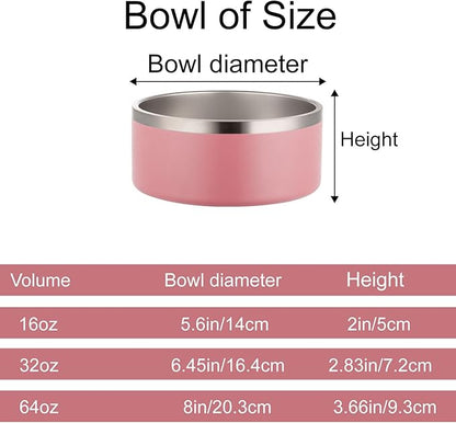 Custom Personalized Dog & Cat Bowls - Stainless Steel Non-Slip Water & Food Dishes - Easy to Clean, Dishwasher Safe - Small, Medium, Large Sizes (Pink)