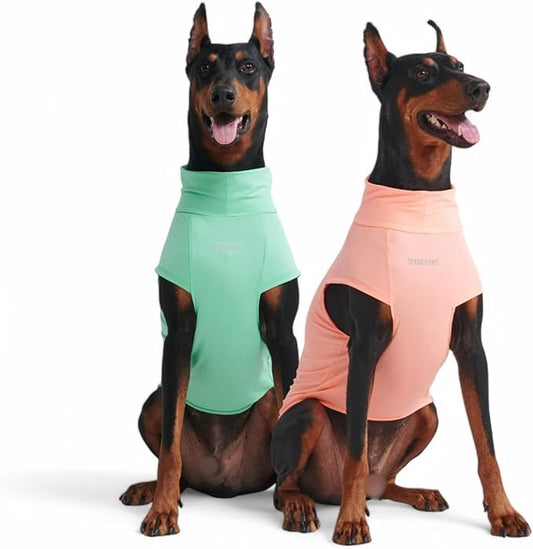 Spark Paws Sunblock Dog T-Shirt, SPF30 Protection, Lightweight Breathable Quick Dry for Dogs with Sensitive Skin - Peach & Mint (Set of 2) - 2XL