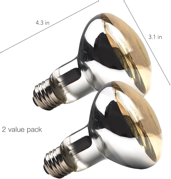 100W Reptile Heat Lamp Bulbs, 2 Value Pack, Daylight Basking Spot, 2025 G3, Bearded Dragon/Turtle/Lizard/Snake Heating Bulb, UVA Heat Lamp, Basking Light for Reptiles