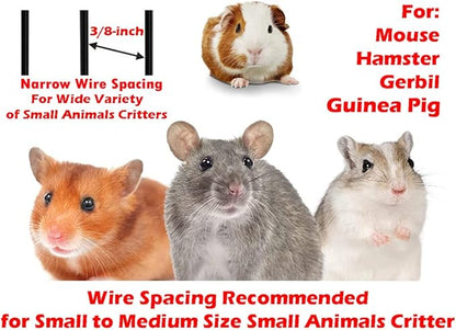 Large 3-Floor Clear Transparent Cage with 8-Inch Deep Clear See Through Base for Hamster Guinea Pig Habitat Rodent Gerbil Rat Mice Mouse