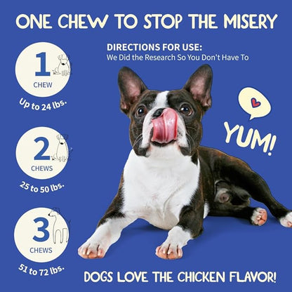 Dog Itching Skin Relief - Itch Relief for Dogs – Dog Allergy Relief with Salmon Oil - Anti Itch for Dogs Itchy Skin and Coat, Probiotics, Mushroom, Quercetin, Bromelain & Turmeric –120 Chicken Chews