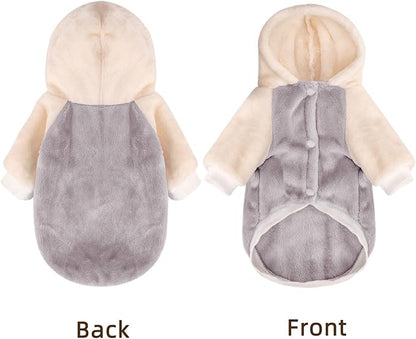 FabriCastle Dog Hoodie Sweater for Small Dogs Boy and Girl, Small Dog Clothes XS XXS Puppy Sweatshirt, Pet Outfit, Cat Clothing Super Soft Warm Snap On Closure (Lightgrey-Cream, XX-Small)