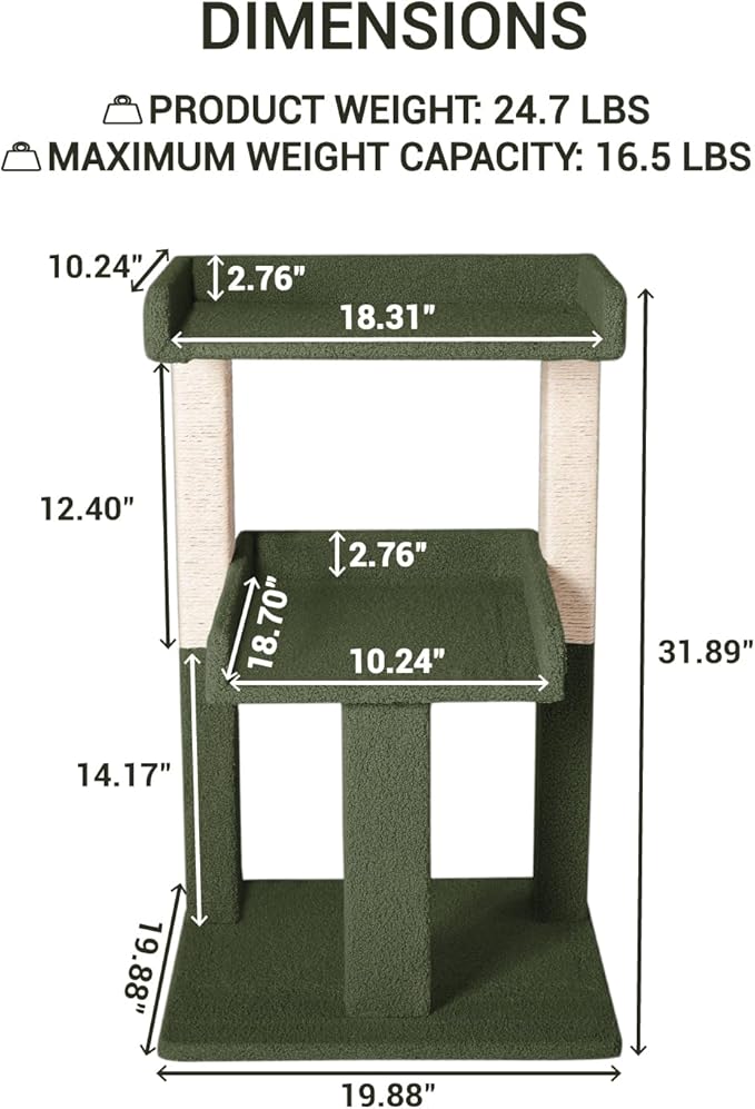 Lulu Large Cat Tower Green