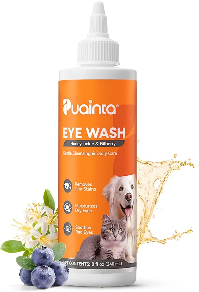 Dog Eye Drops, Eye Infection Treatment, Eye Drops for Dogs & Cats, Soothe Irritation Pink, Dry Eyes, Itchy Eye Wash Tear Stains, Debris Cleaner, Natural Daily Eye Care, Safe for Pets-8oz