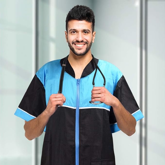 Noverlife Pet Grooming Jacket with Zipper, Large Size, Lightweight Hair Repellent Shirt Style Pet Groomer Smock for Dog Cat Grooming Pet Bath, Hair Salon Barber Hairdresser Work Clothes