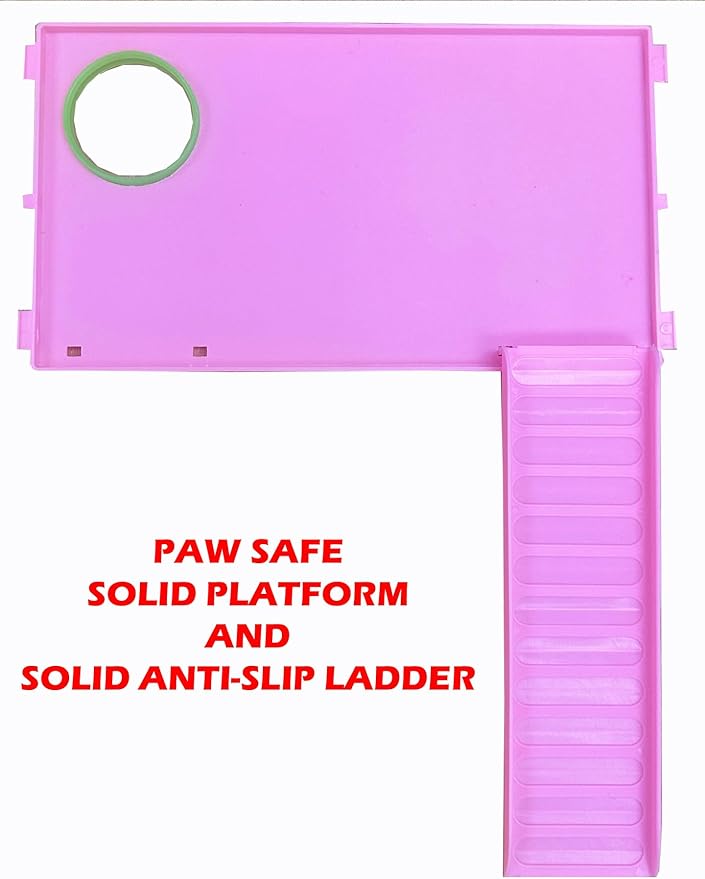 Pink Large Twin Tower 5-Levels Crossing Level Tube Habitat Syrian Hamster Home Rodent Gerbil Mouse Mice Rat Wire Animal Critters Cage with Hide House Running Wheel Food Dish Water Bottle Deep Base