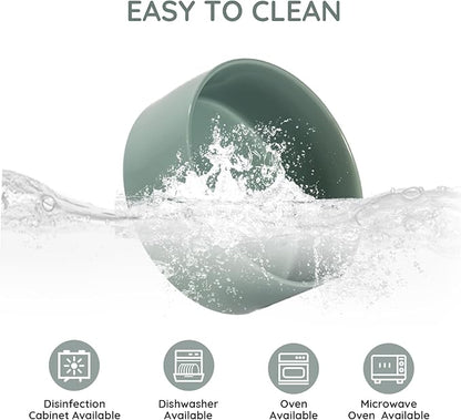 SPUNKYJUNKY 13.5OZ Ceramic Dog and Cat Bowl, Modern Cute Weighted Food Water Bowl for Replacement Morandi Green (1 Pack)