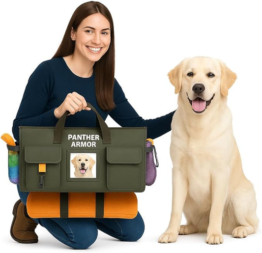 Panther Armor Dog Travel Bag Hanging Dog Organizer & Pet Storage Tote Bag for Supplies | Waterproof Door Storage & Closet Organizer | Food & Treat Container for Travel Accessories