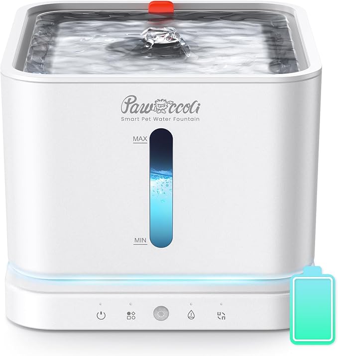 Cordless Cat Water Fountain, 3L/100oz Stainless Steel Tray, Cat Fountains for Drinking, Pet Water Fountains Indoor, Automatic Dog Water Bowl Dispenser, Rechargeable Battery Operated BPA-Free