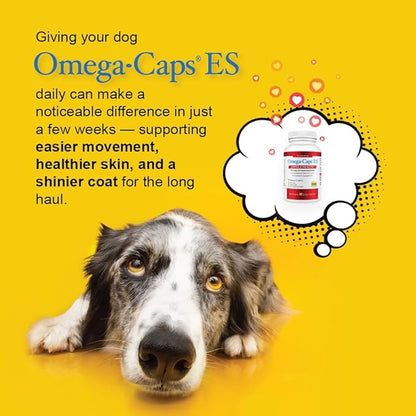 Omega Caps ES Extra Strength for Large and Giant Dogs Omega-3 and Omega-6 Fatty Acid Antioxidant Supplement Vet Formulated Made in USA Skin Coat Joint Heart and Immune Health 60 Softgel Capsules
