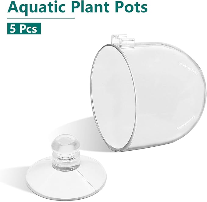 Uenhoy 5 Pcs Plastic Aquatic Plant Pots, Aquarium Plant Pots with Suction Cups, Acrylic Aquarium Planter, Red Shrimp Live Plant Fish Tank Holder