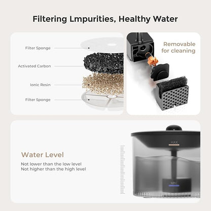 WiFi Automatic Cat Feeder and Water Dispenser, Timed Dry Food Dispenser APP Remote Control, Programmable Portions, Cat Fountains for Drinking with Filter, Small Pets (3L Combo)