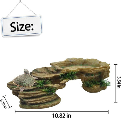 kathson Turtle Basking Platform,Tortoise Resin Climbing Rock Rectangular Resting Terrace Tank Accessories,Reptiles Dock Hide Cave Habitat Decoration for Bearded Dragon Lizard Geckos Spiders (3 PCS)