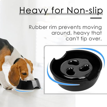 SUPERDESIGN Slow Feeder Dog Bowl Cat Bowl 1/2 Cup Slow Feeding Dog Bowl for Small Medium Breed Anti Gulping Healthy Eating Interactive Bloat Stop Fun Alternative Non Slip Puzzle Dog Food Bowl, Black