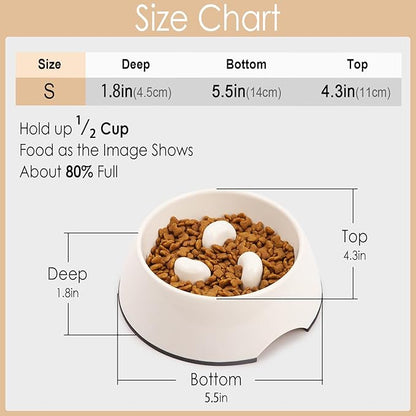 SUPERDESIGN Slow Feeder Dog Bowl Cat Bowl 1/2 Cup Slow Feeding Dog Bowl for Small Medium Breed Anti Gulping Healthy Eating Interactive Bloat Stop Fun Alternative Non Slip Puzzle Dog Food Bowl, Black