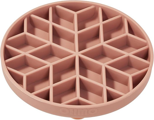 OHMO Slow Feeder Dog& Cat Bowl, Silicone Puppy Cat Food Bowl with Anti-Slip Suction Cup Slow Down Small Dogs Eating, Anti Choking (S-Diamond,Coral)