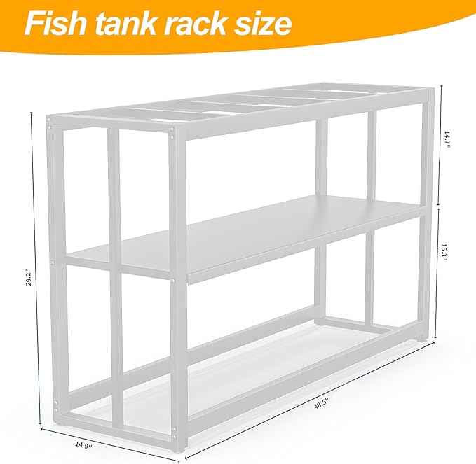 Akenow 55-75 Gallon Fish Tank Stand with Storage Shelf, 48.5 x14.9 x 29.2 Inch Aquarium Stand, Turtle Tank, Reptile Terrariums and Breeder Tank Stand,980LBS Capacity, White