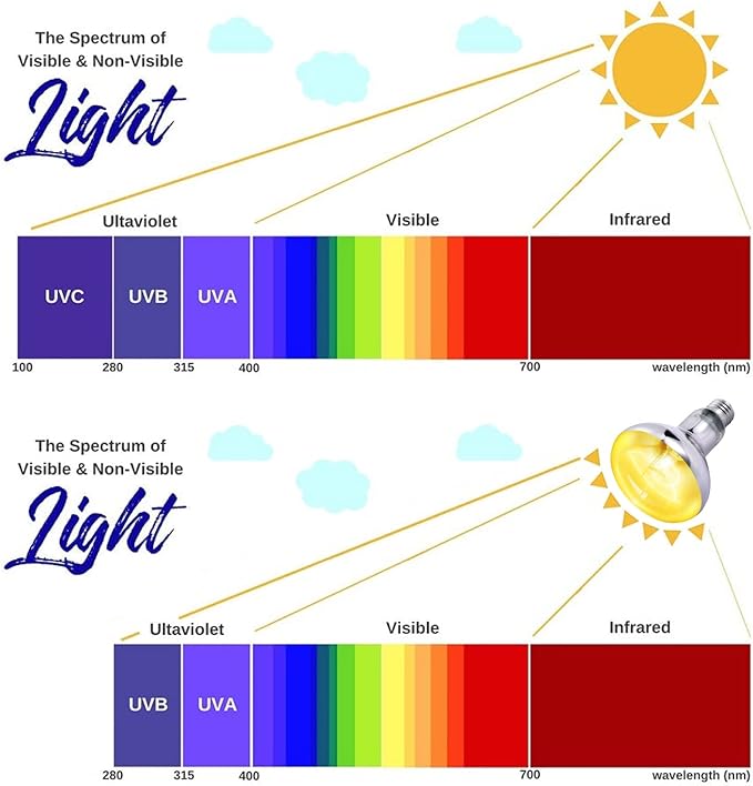 100W UVA UVB Reptile Light, Full Spectrum Reptile Heat Lamp Basking Bulb for Bearded Dragon, UVB Bulb Heat Light for Reptiles & Amphibians