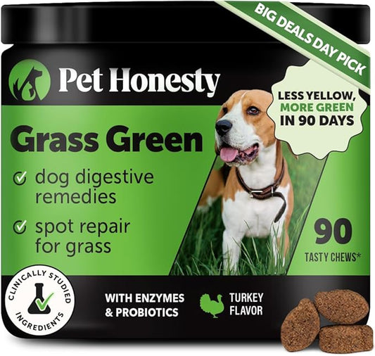Grass Green Dog Chews - Urine Neutralizer for Lawn, Dog Pee Grass Helps Yard Stay Green Addressing Burn Spots with Probiotics & Enzymes (Turkey)