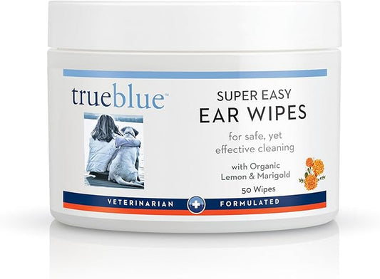 TrueBlue Lemon & Marigold Super Easy Dog Ear Wipes – Pre-Moistened Puppy Pads for Ear Cleaning – Cleansing Ear Wipe for Dogs, Puppies – Non-Toxic, All-Natural – 50 Count