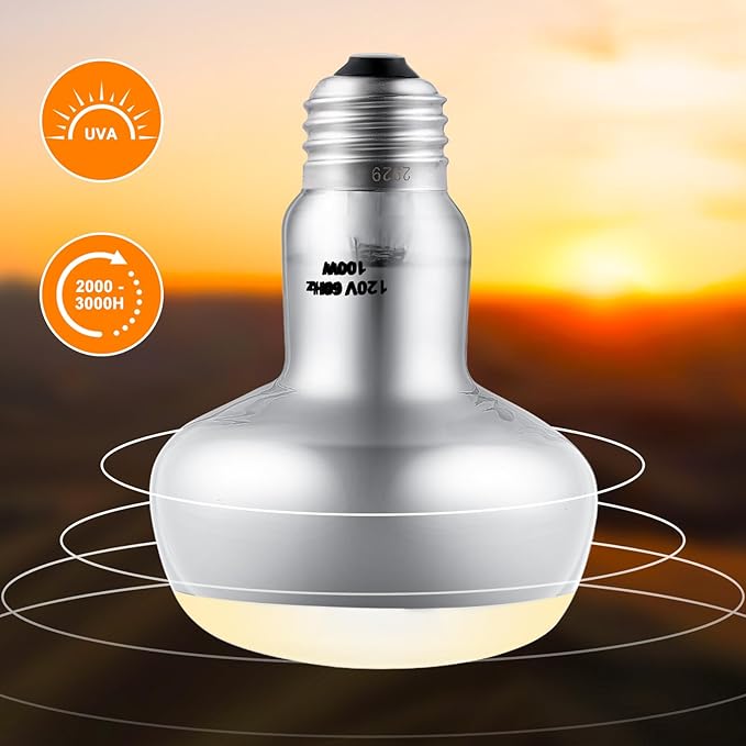 100W Reptile Heat Lamp and 26W 10.0 UVB Bulb Combo Pack, UVA Basking Bulb and UVB Light for Reptiles, Basking Light for Bearded Dragon, Turtles, Snake and Lizard