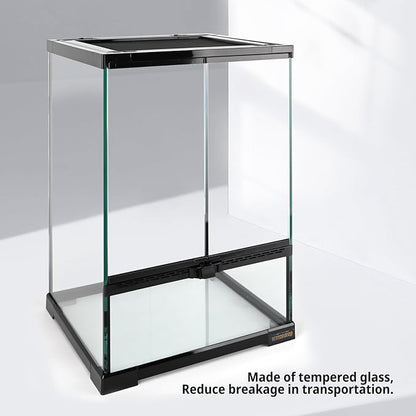 11 Gallon Reptile Glass Tank Vertical Terrarium 12"x12"x18" Habitat Enclosure with Front Openning Door and Top Screen Ventilation for Geckos, Snakes,Tree Frogs,Chameleon