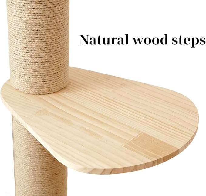 Modern Floor to Ceiling Cat Trees Tower with Sisal Rope Scratching Post, 5 Tier Cat Climbing Tree for Indoor Cats Large Adult, Height 82-117 inch, Adjustable Tall Cat Activity Tree(Deluxe Style 3)