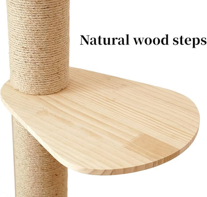 Modern Floor to Ceiling Cat Trees Tower with Sisal Rope Scratching Post, 5 Tier Cat Climbing Tree for Indoor Cats Large Adult, Height 82-117 inch, Adjustable Tall Cat Activity Tree(Deluxe Style 3)