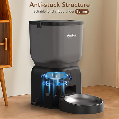 Automatic Dog & Cat Feeder,APP Controlled with Freshness Preservation, 4L Timed Cat Feeder with Timer Programmable, HD Camera for Voice and Video Recording (Black