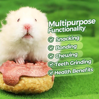 TEEWY Guinea Pig Toys, Prevent Teeth Overgrowth, Natural Vegetables and Timothy Grass, Hamster Chew Toys, Guinea Pig Chew Toys, Chinchilla Toys, 2PCS, Donut-Shaped