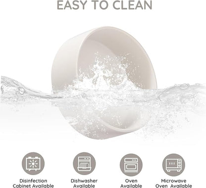 SPUNKYJUNKY 42OZ Ceramic Dog and Cat Bowl, Modern Cute Weighted Food Water Bowl for Replacement White (1 Pack)